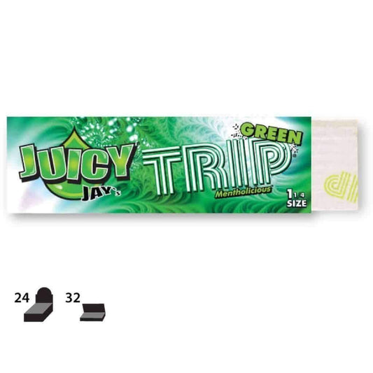Juicy Jays Green Trip Flavored Rolling Paper 24 Count Box at Flower Power Packages