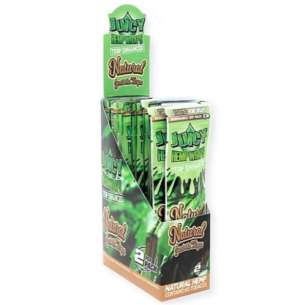 Juicy Terp Enhanced Hemp Wraps - Various Flavors - 2 Wraps Per Pack - (25 Count Displays) (Various Counts) Flower Power Packages Natural 1 Display 