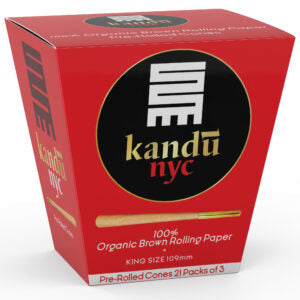 Kandu NYC King Size Pre Rolled Cones, Display Box 21 Count with 3 Cones Each Flower Power Packages 