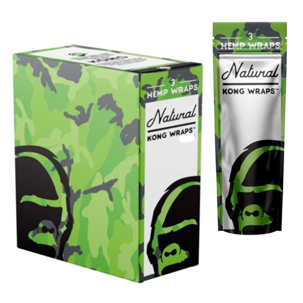 Kong Wraps Hemp Blunt Wraps - Various Flavors Available (1 Count) Flower Power Packages Natural 3 Wraps 