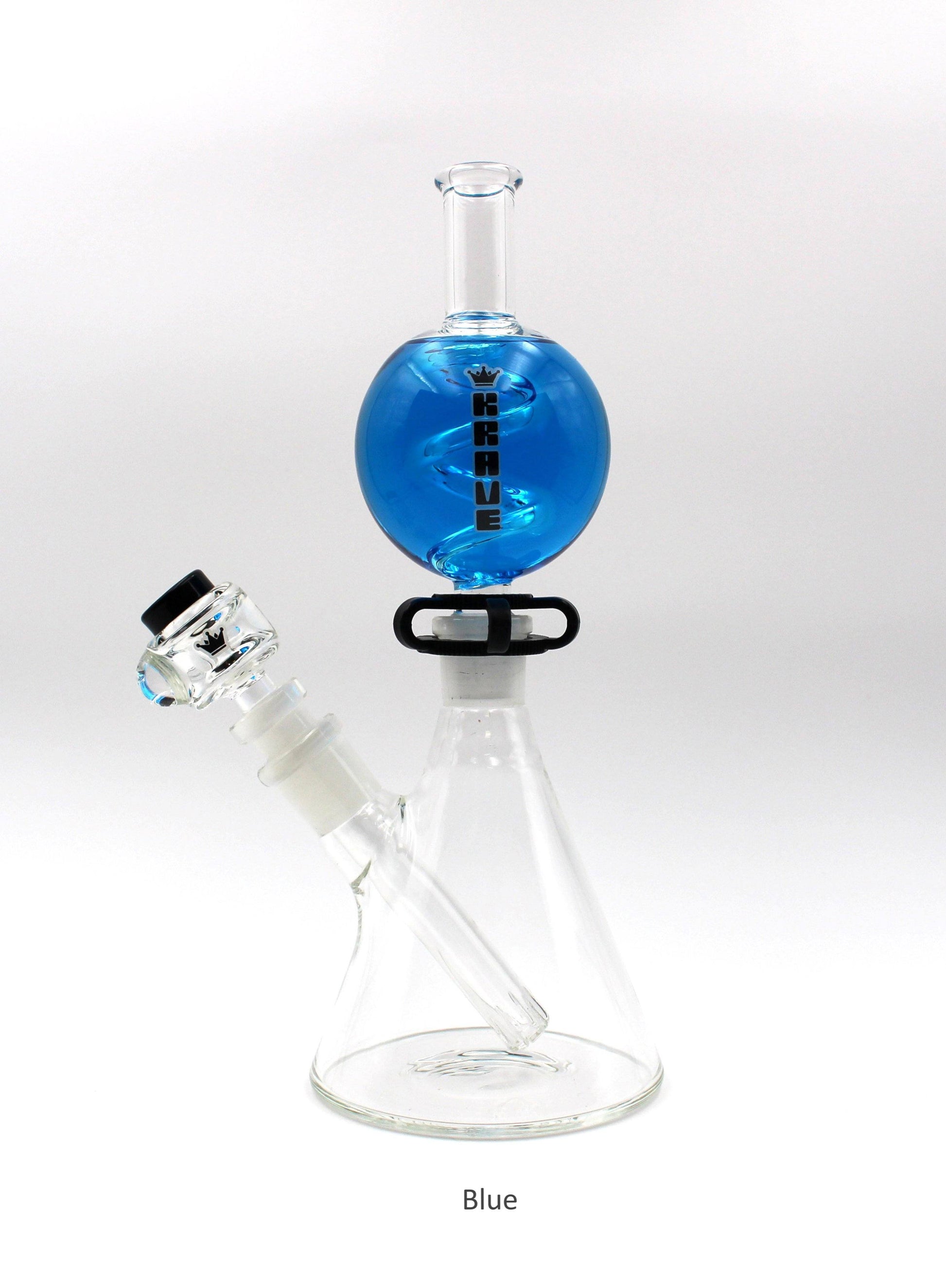 Krave Glass Beaker Orb Flower Power Packages Blue 