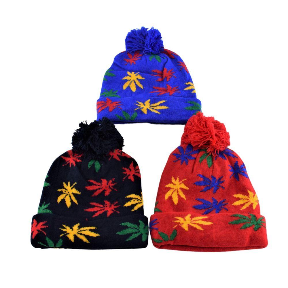 Leaf Knitted Beanie - (1 Count) Flower Power Packages 
