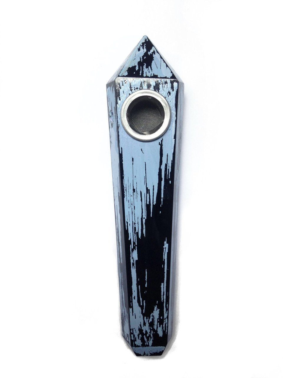 Morticia- Painted Obsidian Quartz Smoke Pipe at Flower Power Packages