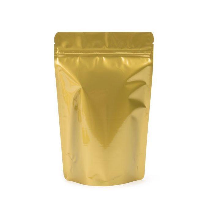 Mylar Bag Gold Metallized Opaque Zipper Pouch - 1oz All Counts Flower Power Packages 