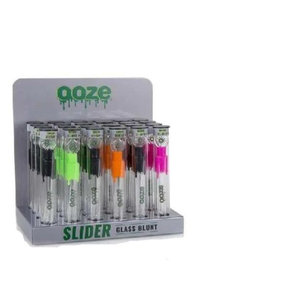 OOZE-Slider Glass Blunt - 24ct Display Flower Power Packages 