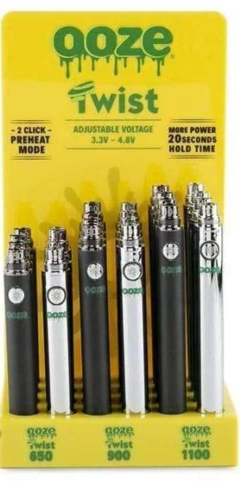 OOZE Twist Vape Battery Display (24 Count) at Flower Power Packages