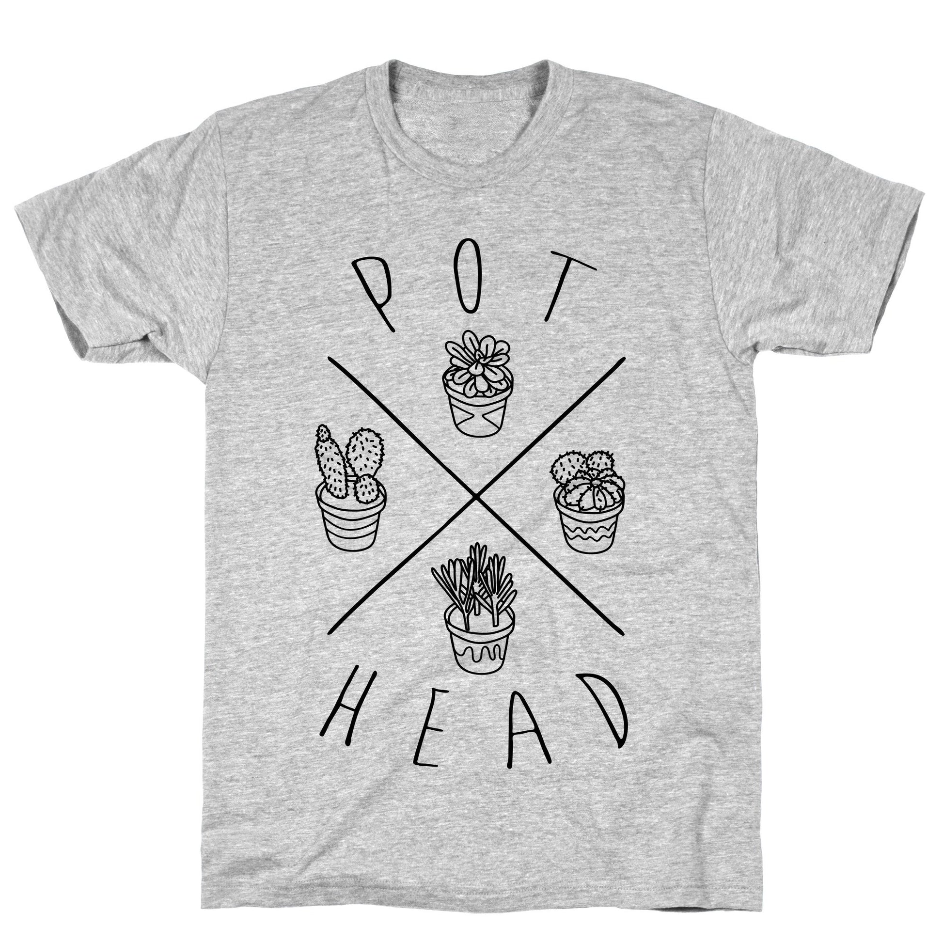 Pot Head Succulents Athletic Gray Unisex Cotton Tee Flower Power Packages Gray 2X 