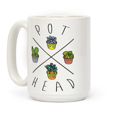Pot Head Succulents Ceramic Coffee Mug Flower Power Packages 15 Ounce 
