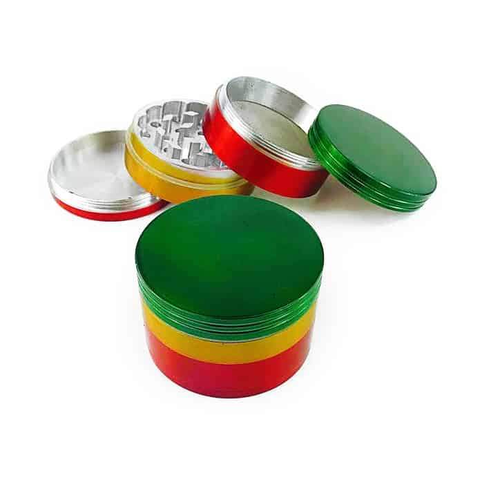 Rasta Grinder- 4 Part Grinder-1ct (Available in Multiple Sizes) Flower Power Packages 50MM 
