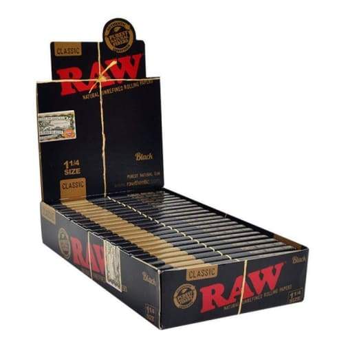Raw Classic 1 1/4 Black (24 Count) Flower Power Packages 