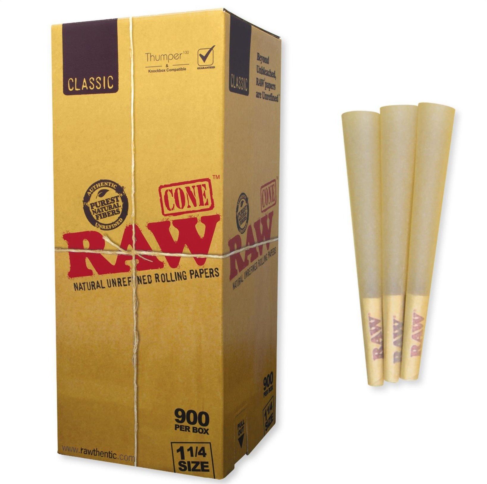 Raw Classic Bulk Cone 1 1/4" 84mm (900 Count) Flower Power Packages 