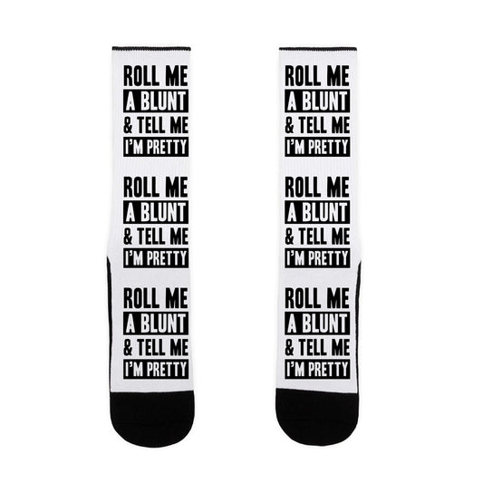 Roll Me A Blunt & Tell Me I'm Pretty US Size 7-13 Socks Flower Power Packages 