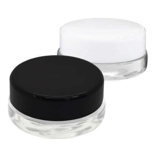 SAMPLE of 7ml Clear Glass Concentrate Container Black or White Cap (1 Count SAMPLE) Flower Power Packages Black Cap 