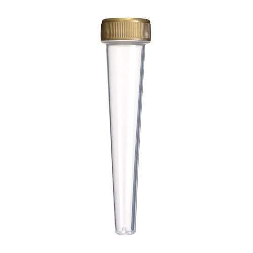 Screw Top Conical Joint Tube Clear 102mm (250, 500, 1000 Count) Clear W/ Gold Screw Flower Power Packages 250 Count 