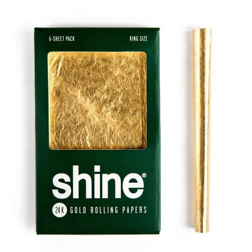 Shine 24k Gold Rolling Papers - King Size 6-Sheet Pack Flower Power Packages 