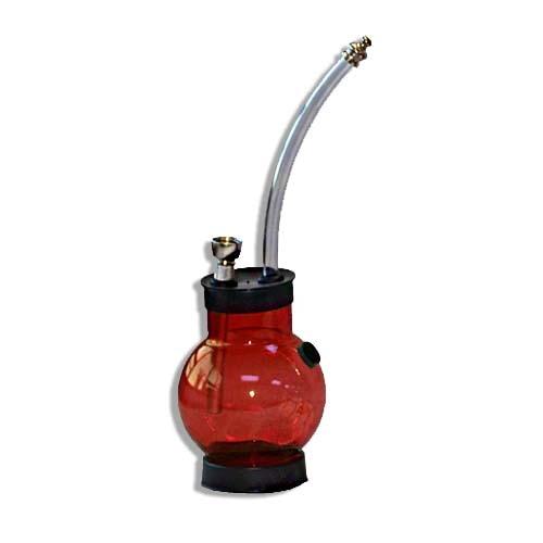 Small acrylic 6" inch bubble hookah Flower Power Packages Red 