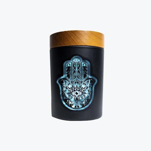 SmartStash Glass Jar - 3 Sizes Flower Power Packages Medium HAMSA (Torquoise) 