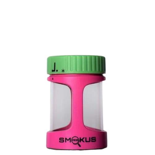 Smokus Focus Stash Lightup Jar with LED Light - Rechargeable with Magnifying Display - Available in Various Colors Flower Power Packages 