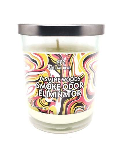 Special Blue Odor Eliminator Candle -Jasmine Woods Flower Power Packages 