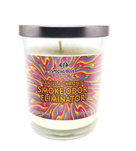 Special Blue Odor Eliminator Candle -Vanilla Chronic Flower Power Packages 