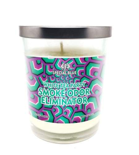 Special Blue Odor Eliminator Candle -White Tea Party Flower Power Packages 