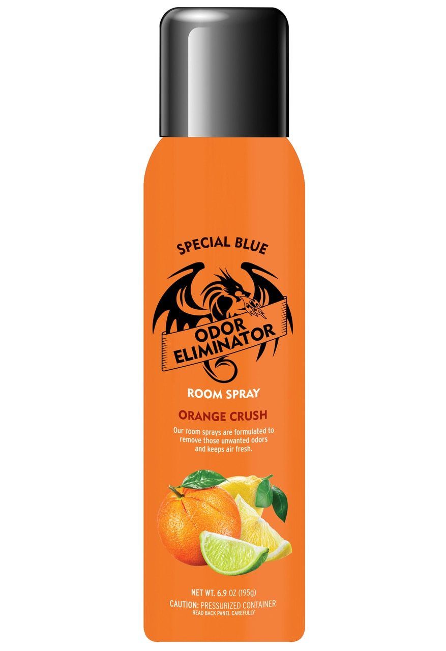 Special Blue Odor Eliminator Scented Room Spray 6.9oz - Display of 12 Flower Power Packages Orange Crush 
