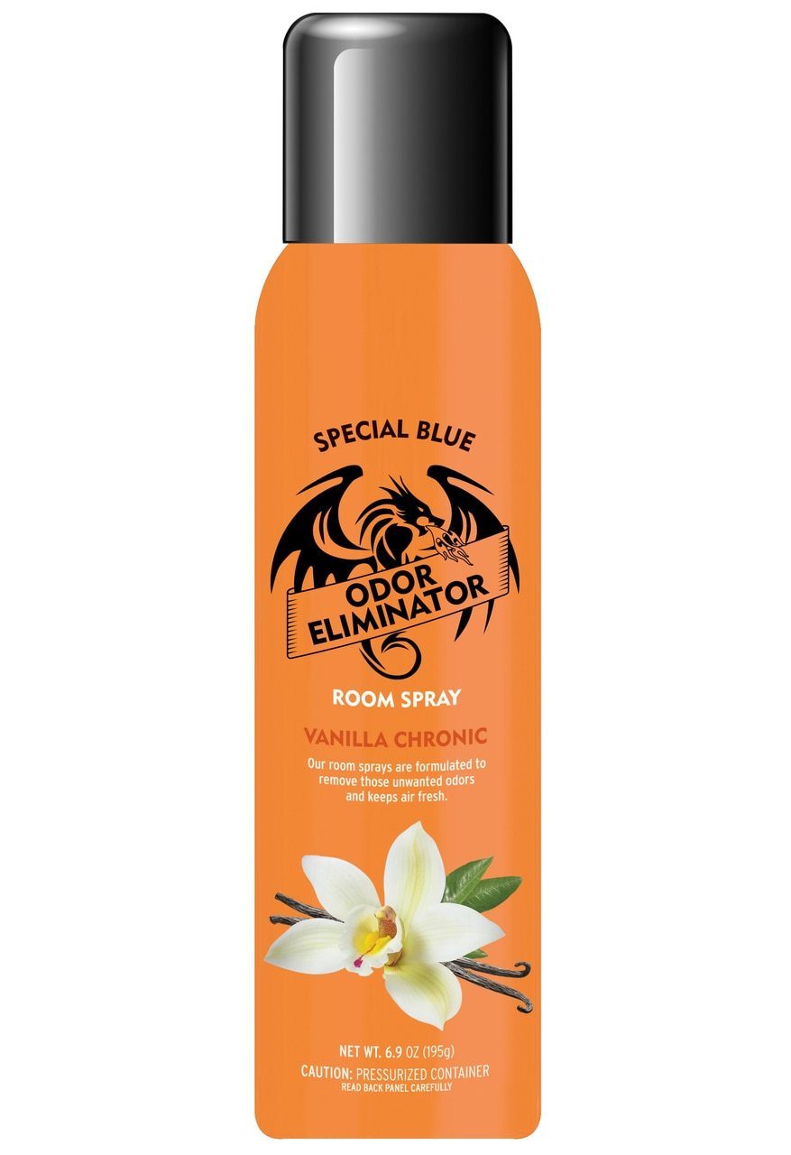 Special Blue Odor Eliminator Scented Room Spray 6.9oz - Display of 12 Flower Power Packages Vanilla Chronic 