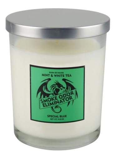 Special Blue Smoke Odor Eliminator Candle - Mint & White Tea Flower Power Packages 
