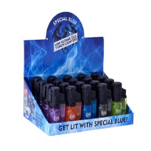 Special Blue The Bullet Clear Torch Display (20 Count Display) Flower Power Packages 