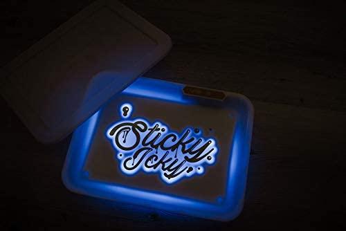 Sticky Icky Glow LED Rolling Tray with Smellproof Lid Flower Power Packages 
