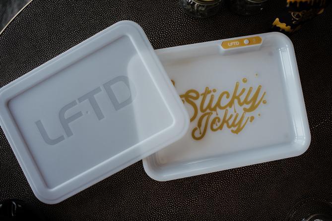 Sticky Icky Glow LED Rolling Tray with Smellproof Lid at Flower Power Packages