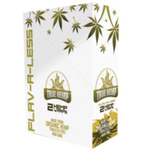 True Hemp Flav-R-Less 25 Packs Per Box 2 Wraps Per Pack Flower Power Packages 