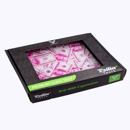 V-syndicate- Benjamins Glass Rollin' Tray Flower Power Packages 