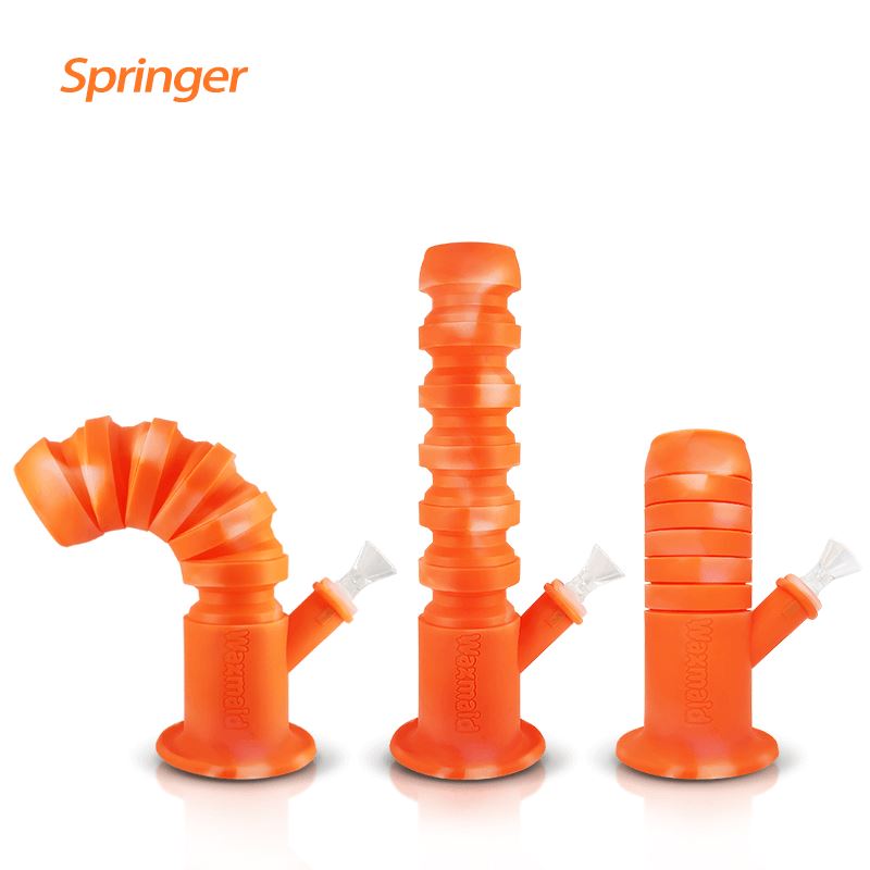 Waxmaid 11.6″ Springer Collapsible Silicone Water Pipe Smoke Drop Translucent Orange 