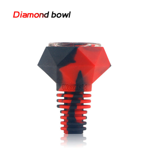 Waxmaid 14mm 18mm Diamond Silicone Glass Bowl Smoke Drop Black Red 