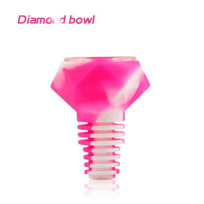 Waxmaid 14mm 18mm Diamond Silicone Glass Bowl Smoke Drop Pink Cream 