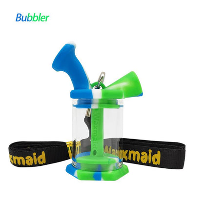 Waxmaid 3″ Silicone Glass Mini Bubbler Smoke Drop Blue White Green 