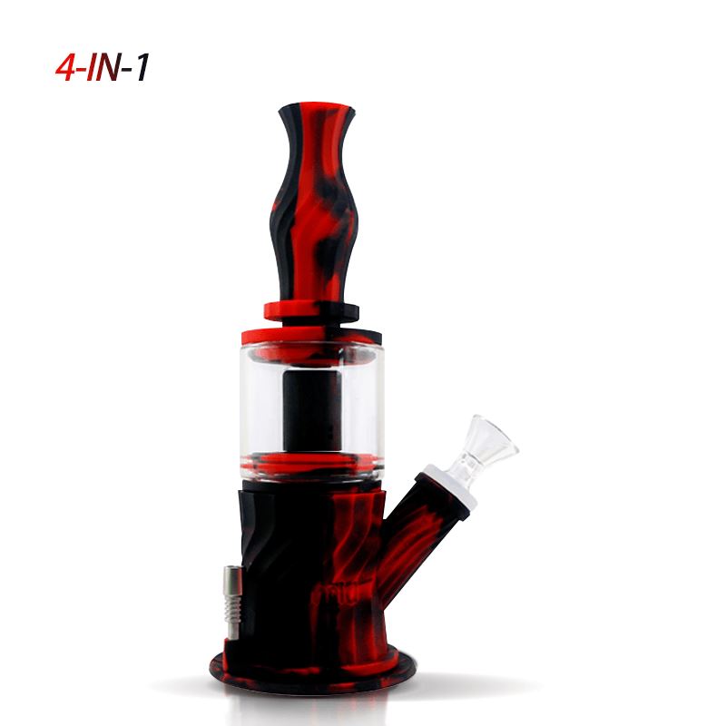 Waxmaid 4 in 1 Double Percolator Water Pipe Smoke Drop Black Red 