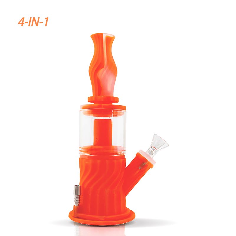 Waxmaid 4 in 1 Double Percolator Water Pipe Smoke Drop Translucent Orange 
