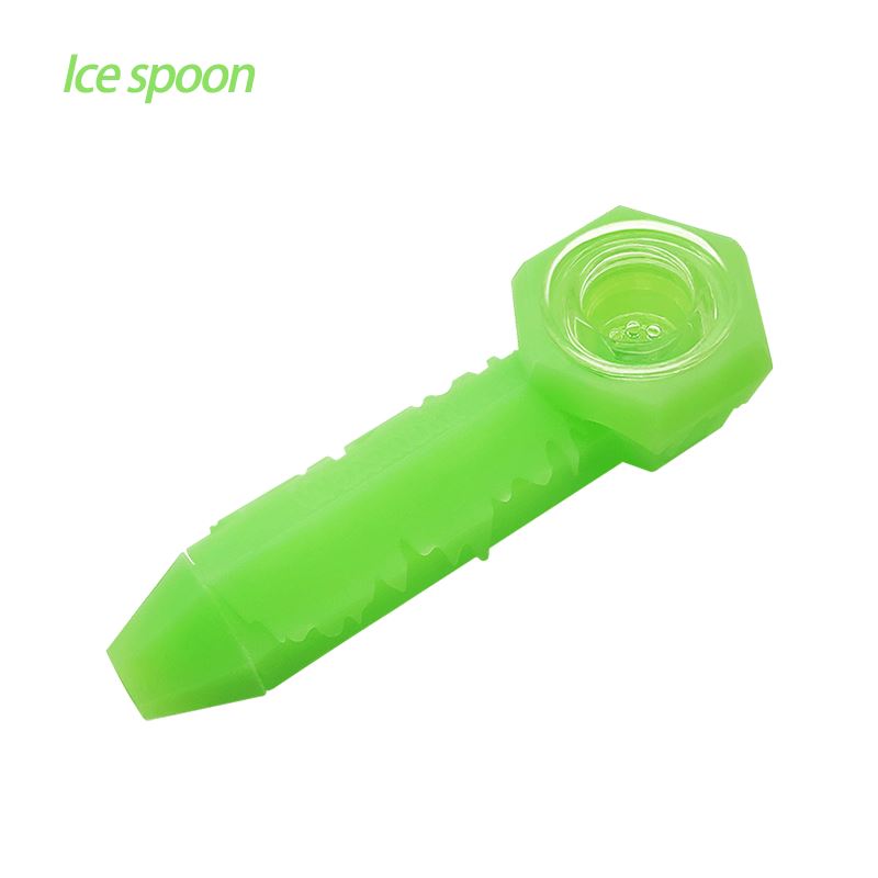 Waxmaid 4.3″ Freezable Silicone Ice Spoon Pipe Smoke Drop GID Green 