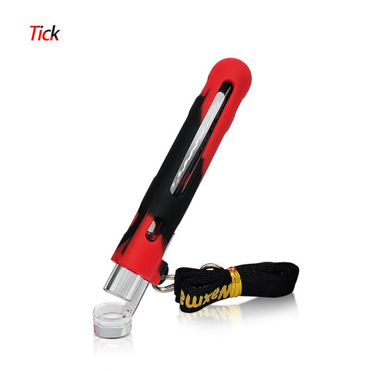 Waxmaid 4.84″ Tick Silicone & Glass One Hitter Pipe Smoke Drop Black Red 