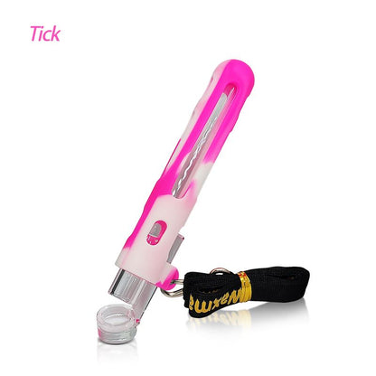 Waxmaid 4.84″ Tick Silicone & Glass One Hitter Pipe Smoke Drop Pink White 