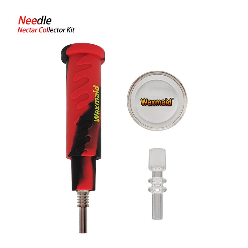 Waxmaid 5.12" Needle Nectar Collector Kit Smoke Drop Black Red 