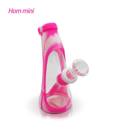 Waxmaid 5.67″ Mini Horn Silicone Glass Bubbler Smoke Drop Pink Cream 