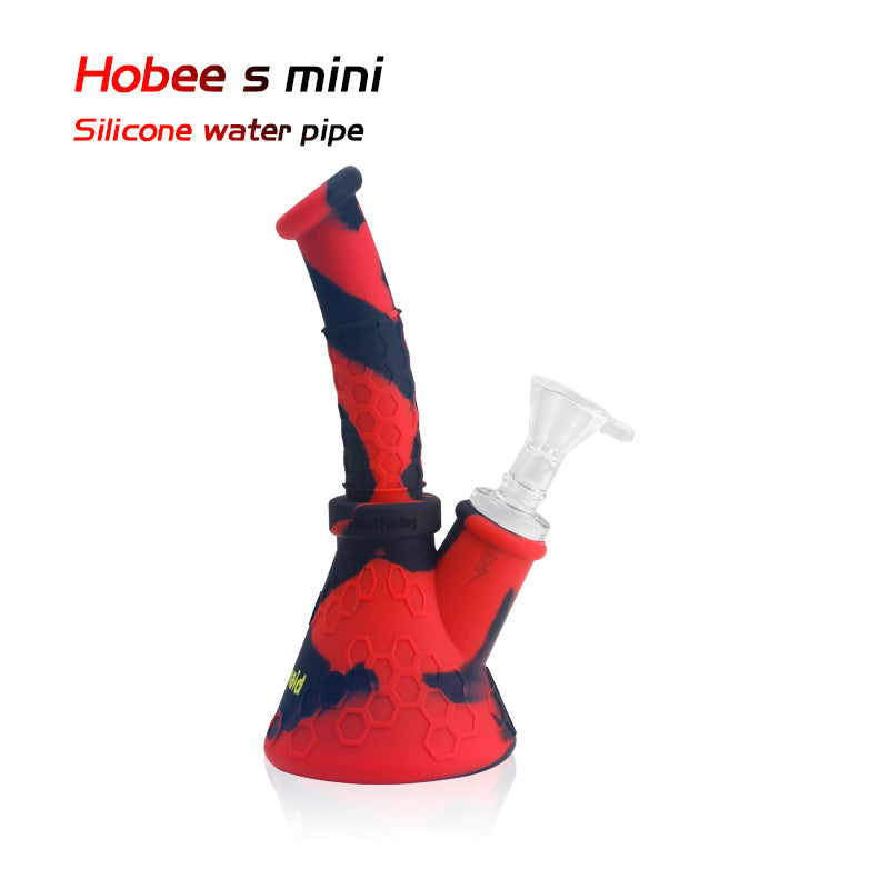 Waxmaid 6.6″ Hobee S Mini Silicone Beaker Water Pipe Smoke Drop Black Red 