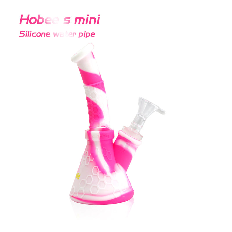 Waxmaid 6.6″ Hobee S Mini Silicone Beaker Water Pipe Smoke Drop Pink Cream 