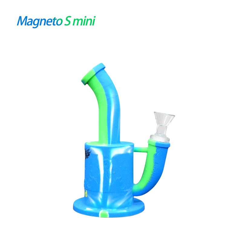 Waxmaid 7.3″ Magneto S Mini Silicone Water Pipe Smoke Drop Blue White Green 