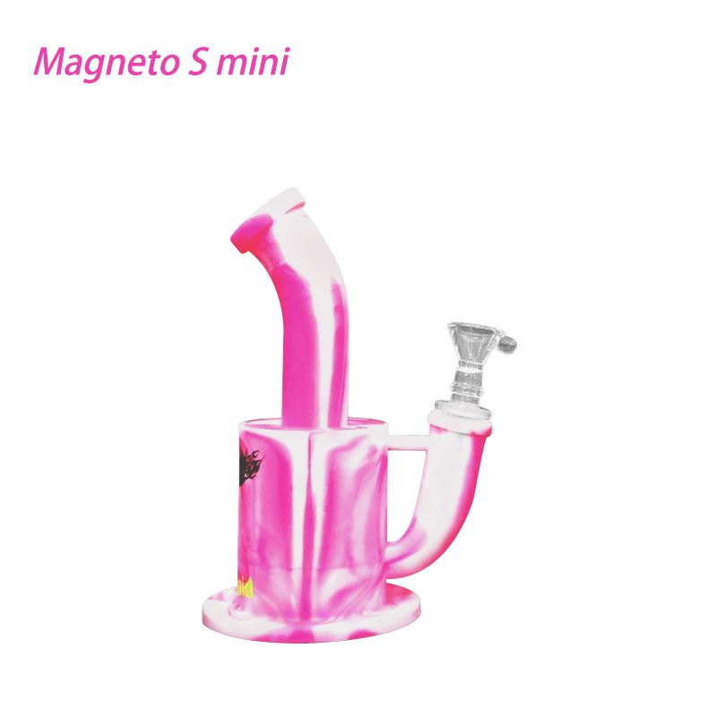 Waxmaid 7.3″ Magneto S Mini Silicone Water Pipe Smoke Drop Pink White 