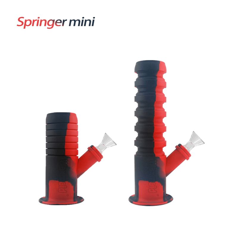 Waxmaid 8.46″ Springer Mini Collapsible Silicone Water Pipe Smoke Drop Black Red 