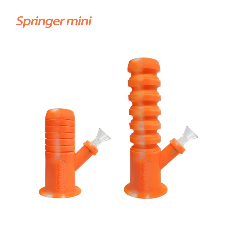 Waxmaid 8.46″ Springer Mini Collapsible Silicone Water Pipe Smoke Drop Translucent Orange 